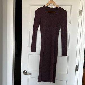 Wilfred Free long sleeve Maxi Dress - XS - heathered burgundy- fitted